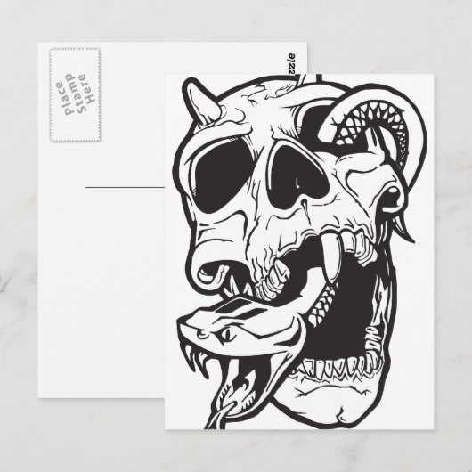Skull Tattoo Postkarte (Vorne/Hinten)