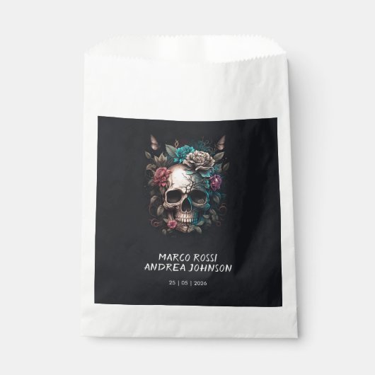 Skull Tattoo Rock and Roll Gothic Wedding Geschenktütchen (Vorderseite)