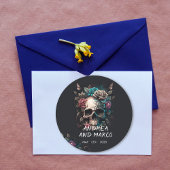 Skull Tattoo Rock and Roll Gothic Wedding Runder Aufkleber