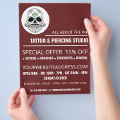 Skull Tattoo, Tattoo & Body Piercing Studio Flyer (Hand)