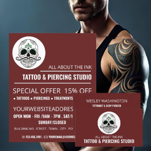 Skull Tattoo, Tattooist & Body Piercer Visitenkarte