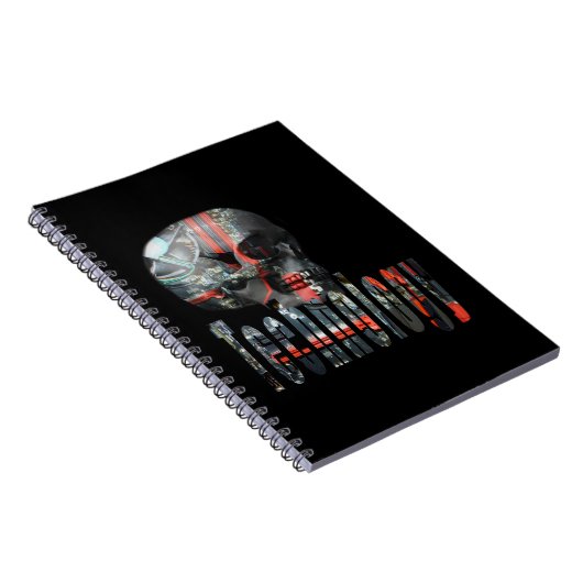 Skull Technology Computer Brain, Notebook Notizblock (Rechte Seite)