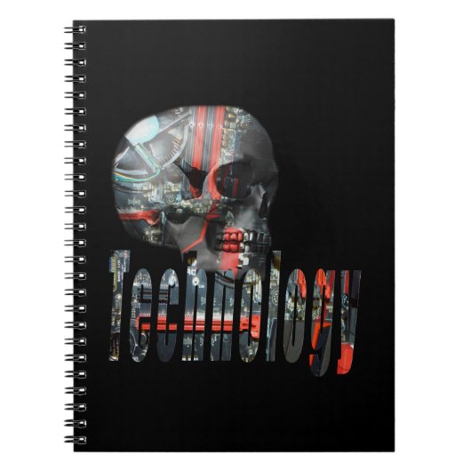 Skull Technology Computer Brain, Notebook Notizblock (Vorderseite)