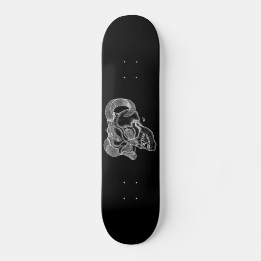 Skull - Teufelschädel schwarz weiß Zeichnung Skateboard (Vorderseite)