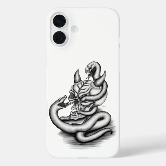 Skull - Teufelskopf mit Schlange Case-Mate iPhone Hülle (Rückseite)