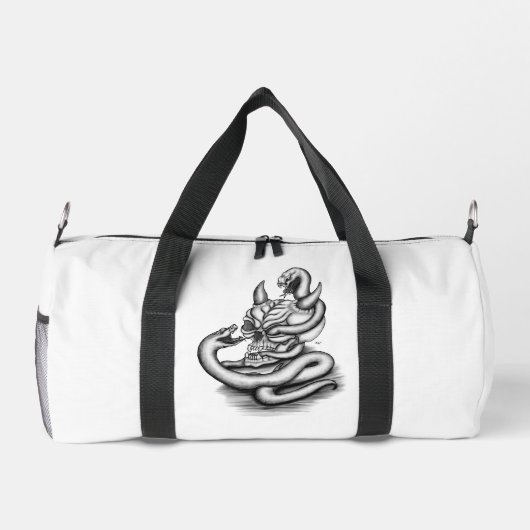 Skull - Teufelskopf mit Schlange Duffle Bag (Rückseite)