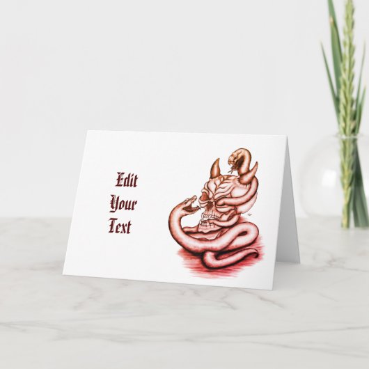 Skull - Teufelskopf mit Schlange Einladung (Vorderseite)