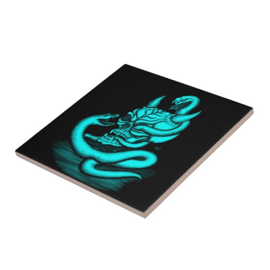 Skull - Teufelskopf mit Schlange Fliese (Seite)