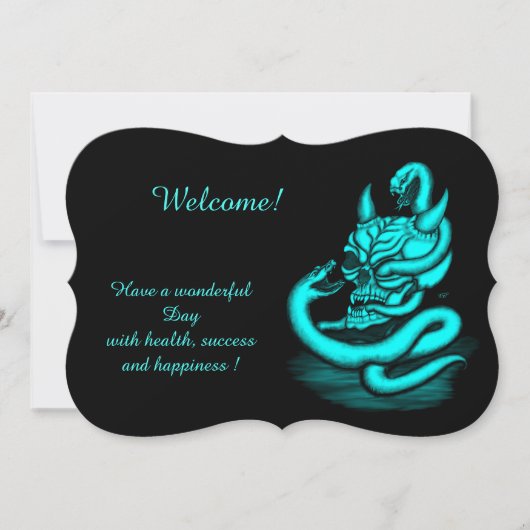 Skull - Teufelskopf mit Schlange , Fügen Sie Ihren Einladung (Vorderseite)