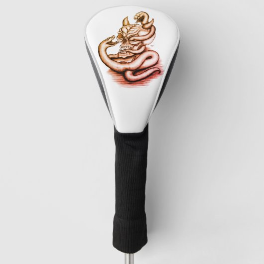 Skull - Teufelskopf mit Schlange Golf Headcover (Vorderseite)
