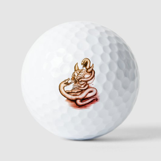 Skull - Teufelskopf mit Schlange Golfball (Vorderseite)