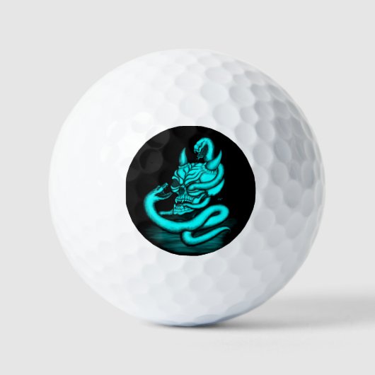 Skull - Teufelskopf mit Schlange Golfball (Vorderseite)