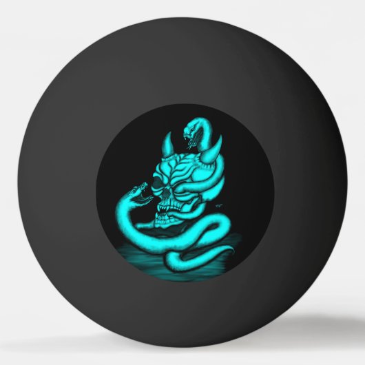 Skull - Teufelskopf mit Schlange Tischtennisball (Rückseite)