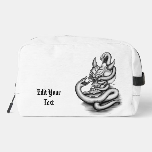 Skull - Teufelskopf mit Schlange Waschbeutel (Rückseite)