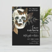 Skull Til Death macht uns Save the Date Teil Einladung (Stehend Vorderseite)