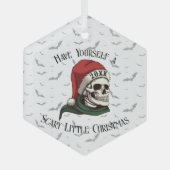 Skull Tragen Weihnachtsmannmütze Weihnachtsbaum Or Ornament Aus Glas (Vorderseite)