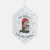 Skull Tragen Weihnachtsmannmütze Weihnachtsbaum Or Ornament Aus Glas (Vorderseite Links)
