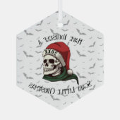Skull Tragen Weihnachtsmannmütze Weihnachtsbaum Or Ornament Aus Glas (Rückseite)
