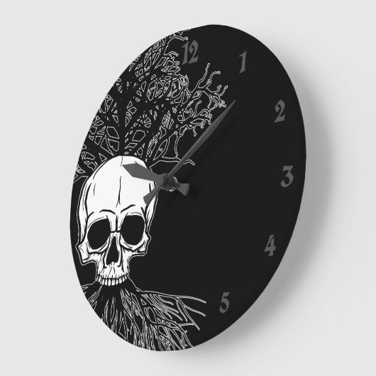 Skull & Tree Große Wanduhr (Winkel)