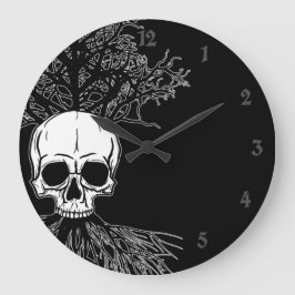 Skull & Tree Große Wanduhr