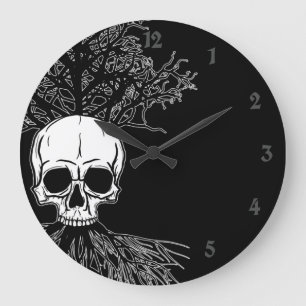 Skull & Tree Große Wanduhr