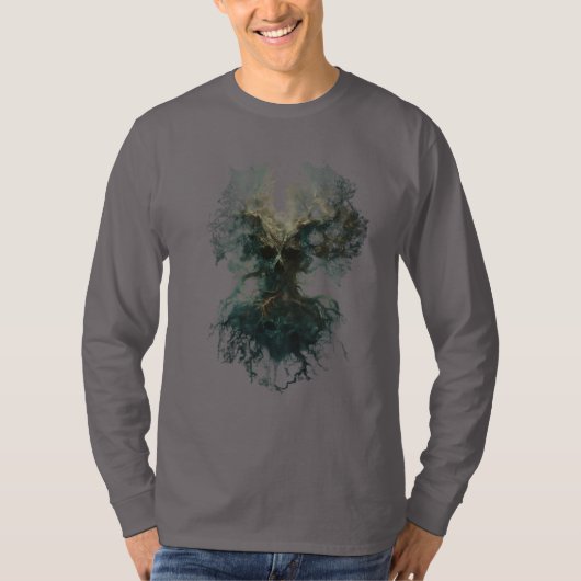 Skull Tree Surreal Dark Nature Long Sleeve T-Shirt (Vorderseite)