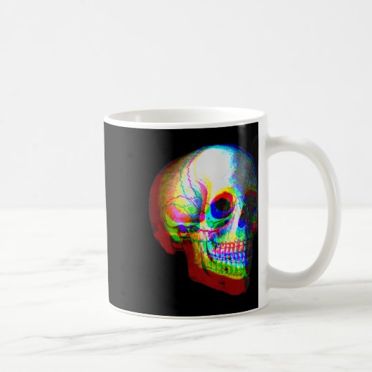 Skull Trippy Vaporwave Halloween Techno Rave Edm Kaffeetasse (Rechts)