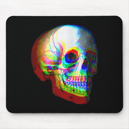 Skull Trippy Vaporwave Halloween Techno Rave Edm Mousepad (Vorne)