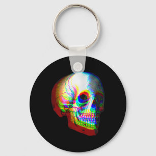 Skull Trippy Vaporwave Halloween Techno Rave Edm Schlüsselanhänger
