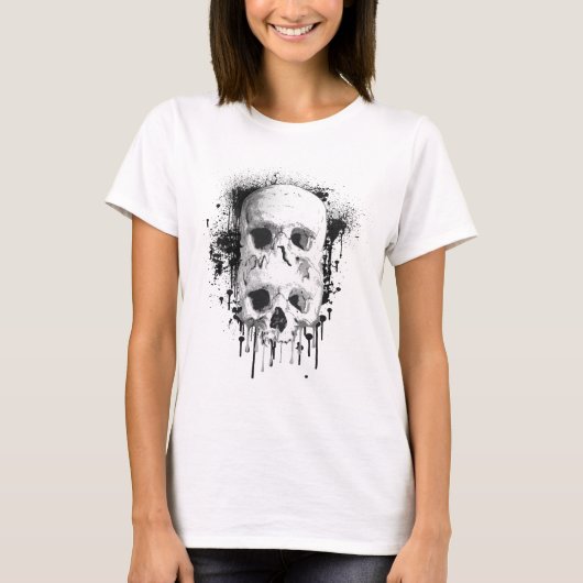 Skull Tropfen Black Ink Spritzer Graphic T-Shirt (Vorderseite)