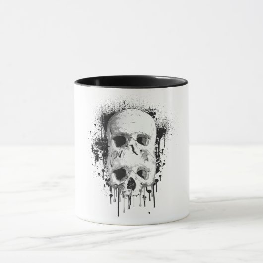 Skull Tropfen Black Ink Spritzer Graphic Tasse (Zentrum)
