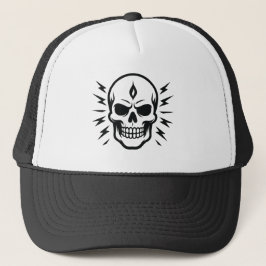 Skull Trucker Hat Edgy Graphic Cap für Streetwear Truckerkappe