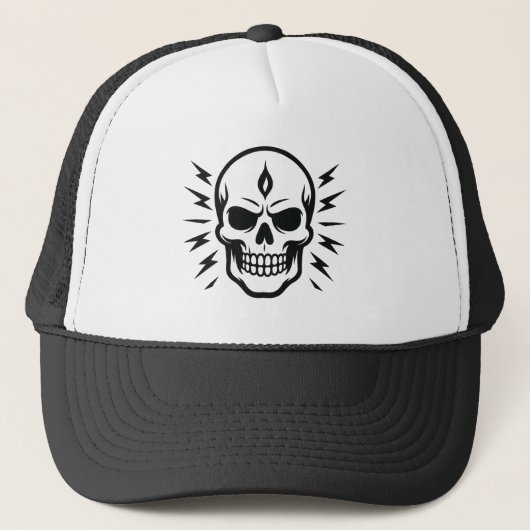 Skull Trucker Hat Edgy Graphic Cap für Streetwear Truckerkappe (Vorderseite)
