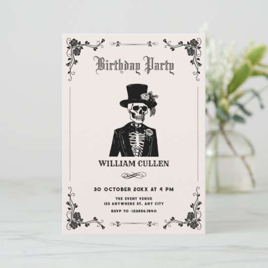 Skull tuxedo einladung (Stehend Vorderseite)