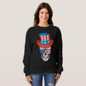 Skull Uncle Sam American Independence Day Flag Sun Sweatshirt (Vorne ganz)