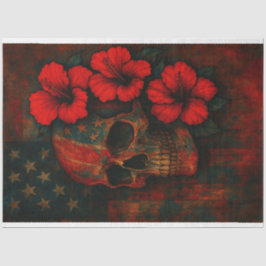 Skull und Blume auf Flag-Dekoupage Seidenpapier