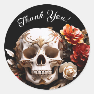 Skull und Blume Halloween Danke Stickers