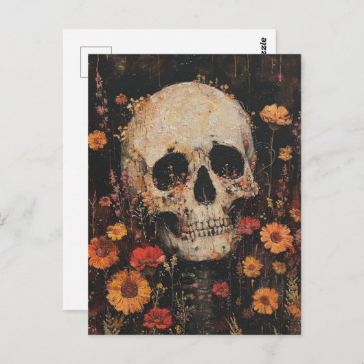Skull und Blume Postkarte (Vorne/Hinten)