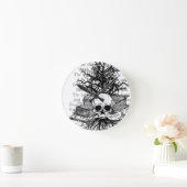 Skull und Bücher Runde Wanduhr (Zuhause)