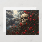 Skull und Crimson-Rose Postkarte (Vorne/Hinten)