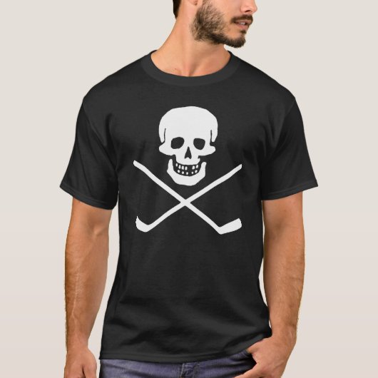 Skull und Cross Sticks Dunkler T - Shirt (Vorderseite)