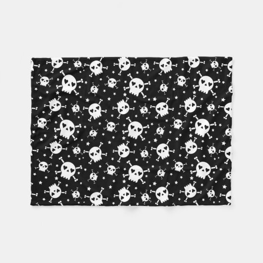 Skull und Crossbones Black Sherpa Fleece Blankon (Vorderseite (Horizontal))