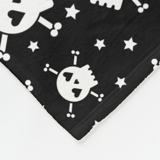 Skull und Crossbones Black Sherpa Fleece Blankon (Ecke)