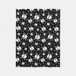 Skull und Crossbones Black Sherpa Fleece Blankon
