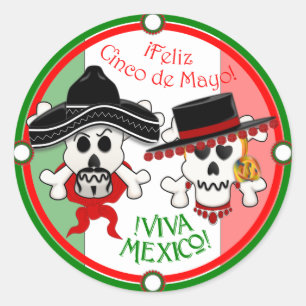 Skull und Crossbones Cinco de Mayo Aufkleber
