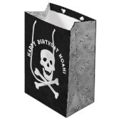 Skull und Crossbones Halloween Geschenktasche Mittlere Geschenktüte (Vorderseite Schrägansicht)