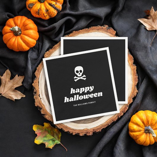 Skull und Crossbones Happy Halloween Party Serviette