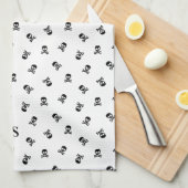 Skull und Crossbones Mit Monogramm Halloween Geschirrtuch (Viertel Falte)