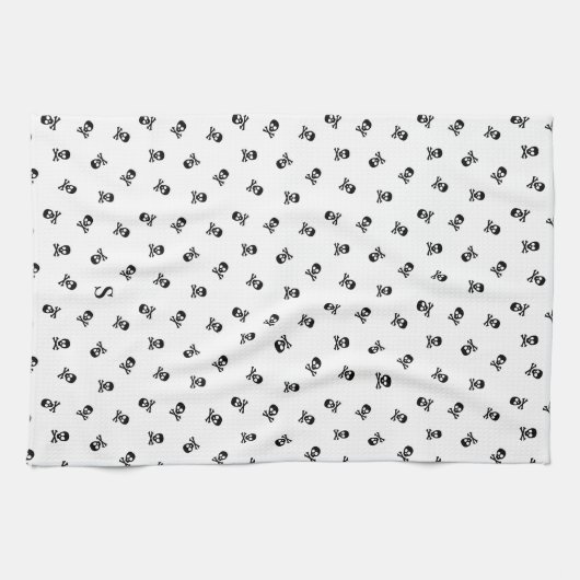 Skull und Crossbones Mit Monogramm Halloween Geschirrtuch (Horizontal)