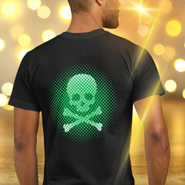 Skull und Crossbones Neon Green Cool Moderne Gotik T-Shirt